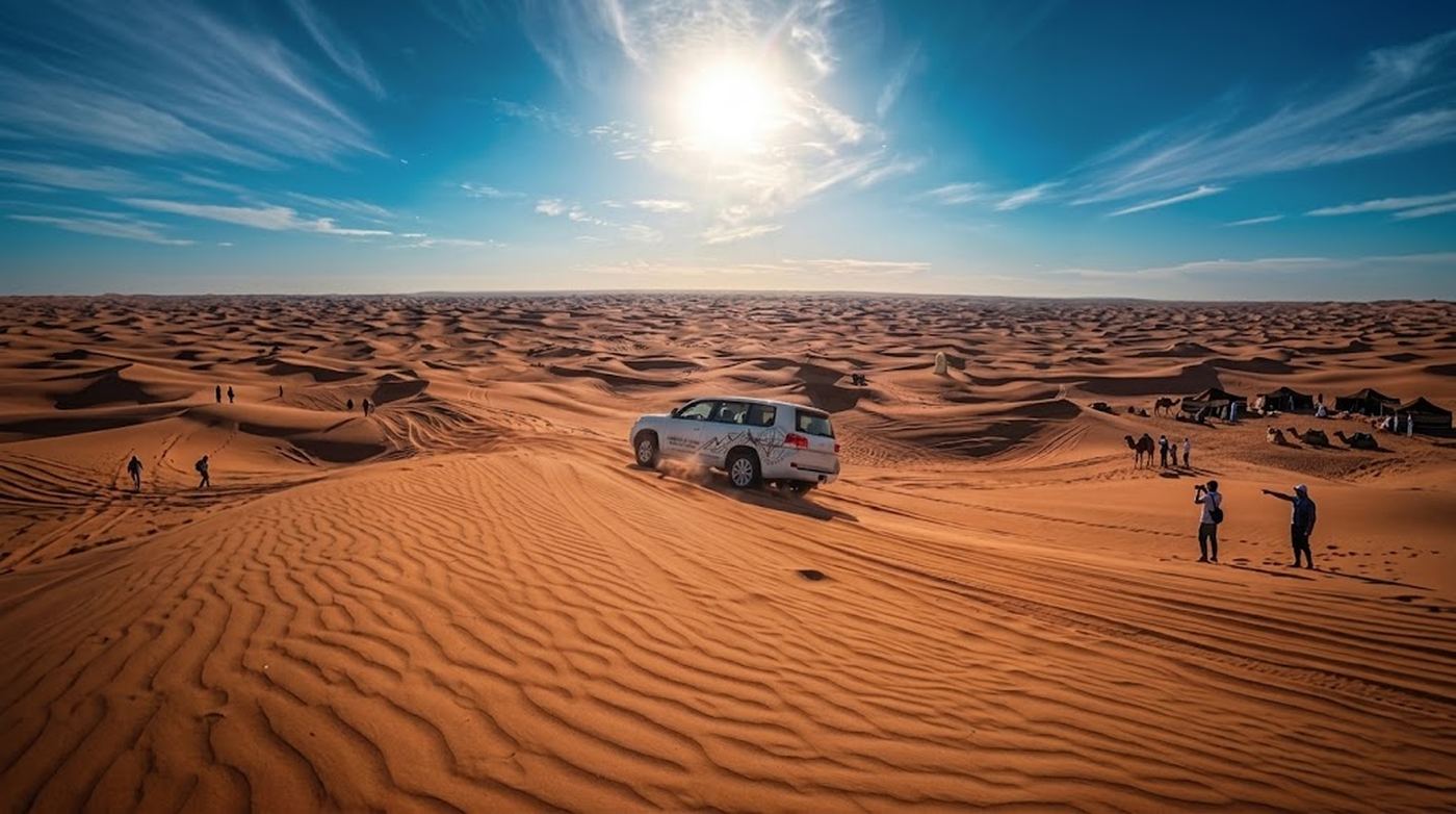 Sunrise over the Dubai desert dunes
